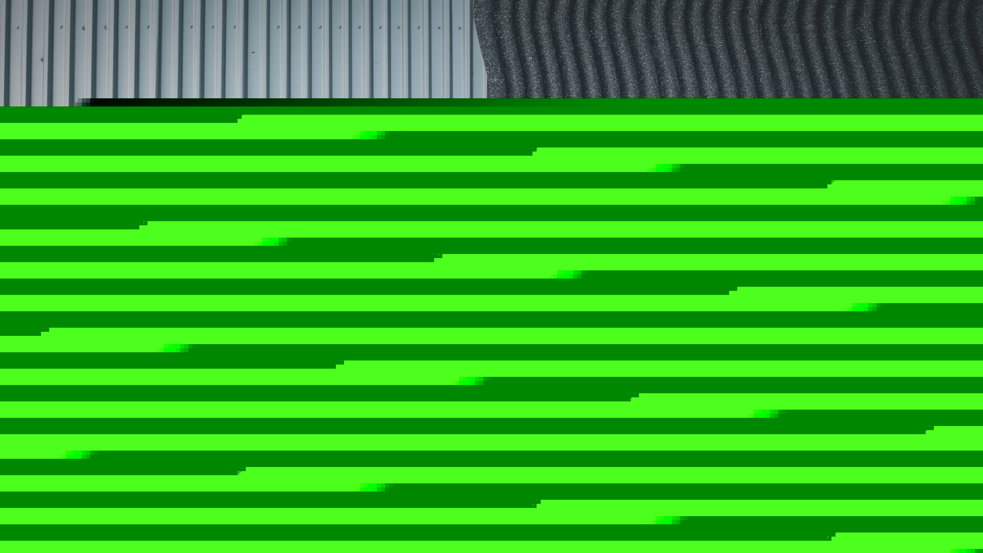 Four types of metal roofing panels arranged in overhead comparison grid view