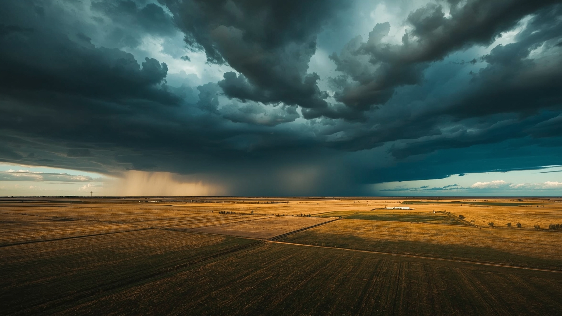 Dramatic storm clouds forming over Great Plains landscape representing hail-prone states for roofing discounts